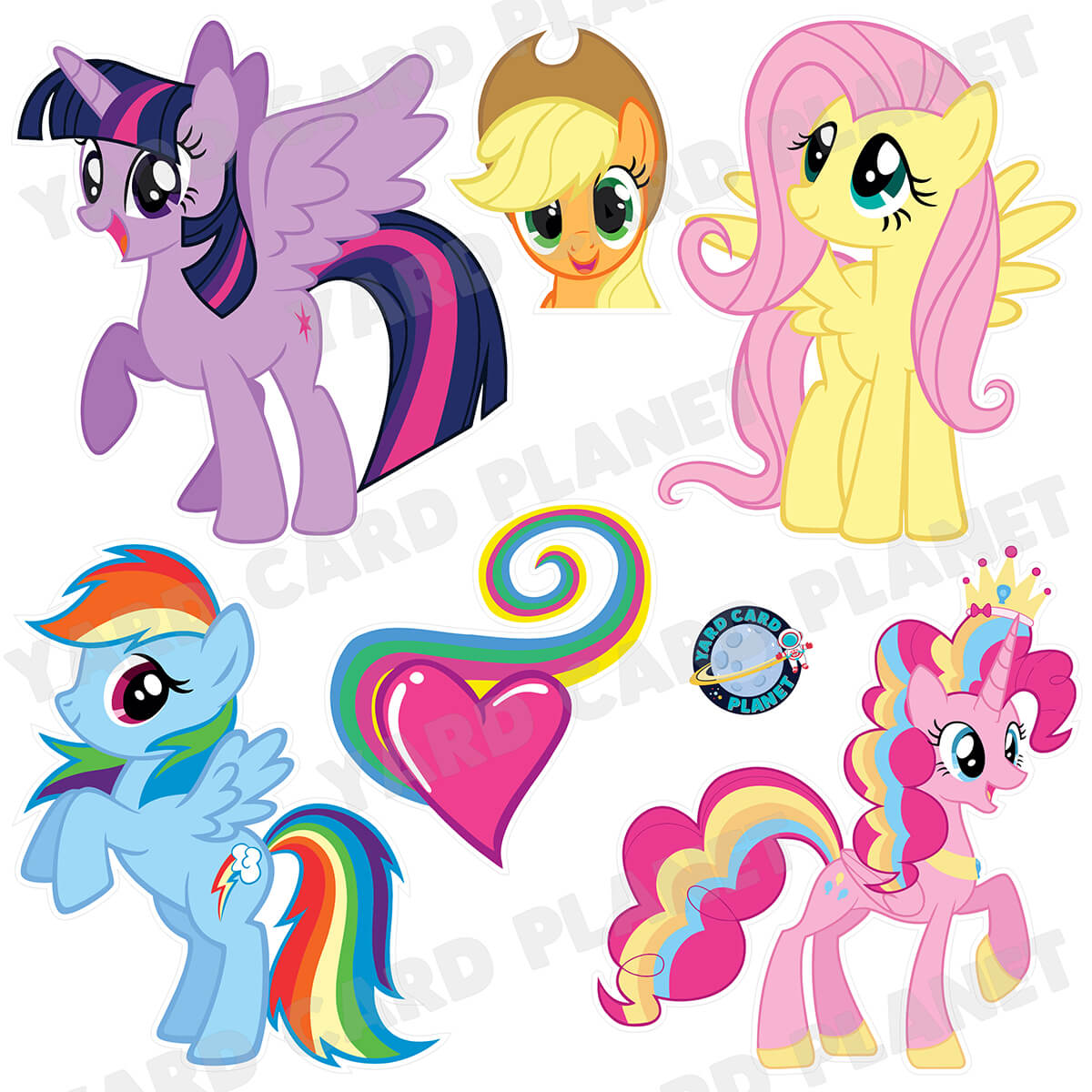 Cute Pony Half Sheet Yard Card Flair Set