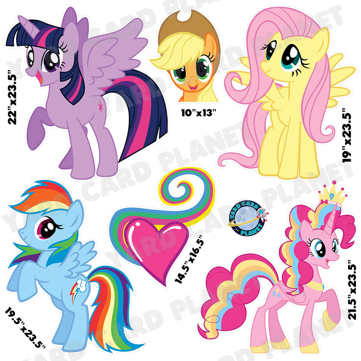 Cute Pony Half Sheet Yard Card Flair Set