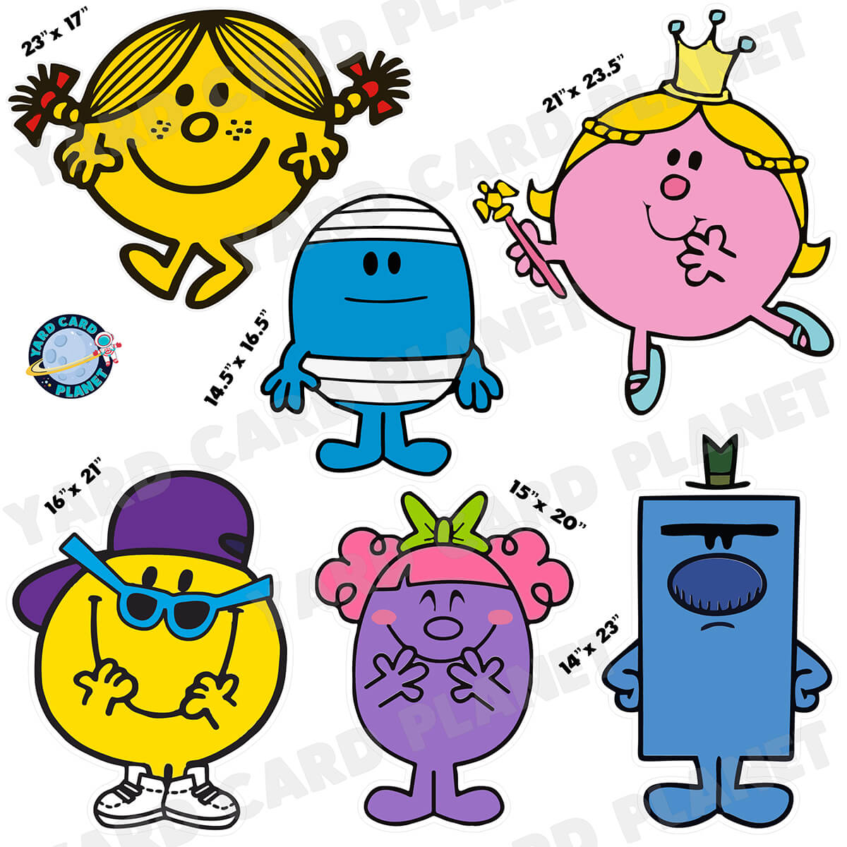Colorful Character Crew Half Sheet Yard Card Flair Set