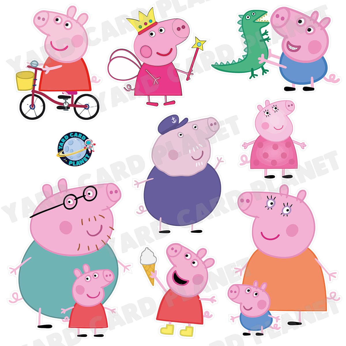 Playful Pig Family Half Sheet Yard Card Flair Set