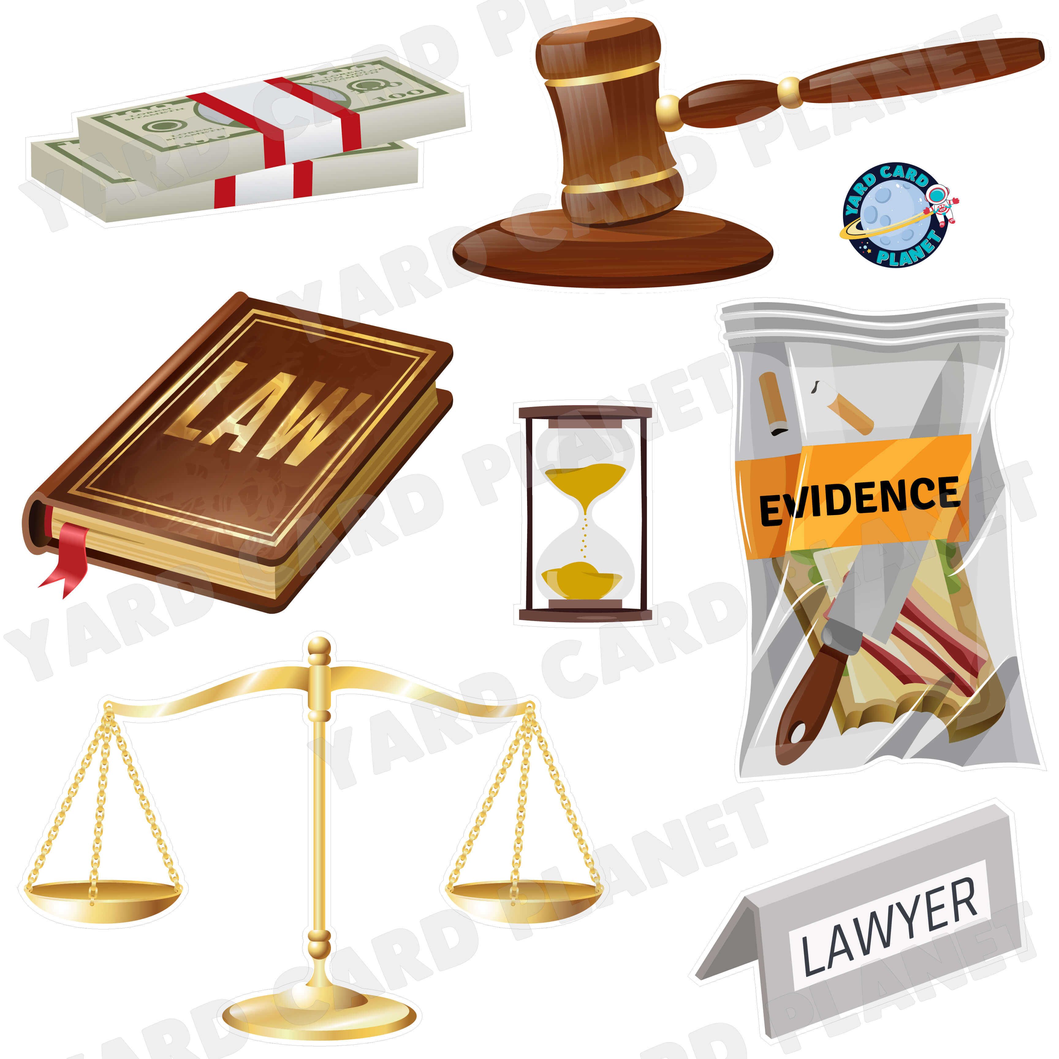 Attorney At Law Lawyer Essentials Half Sheet Yard Card Flair Set