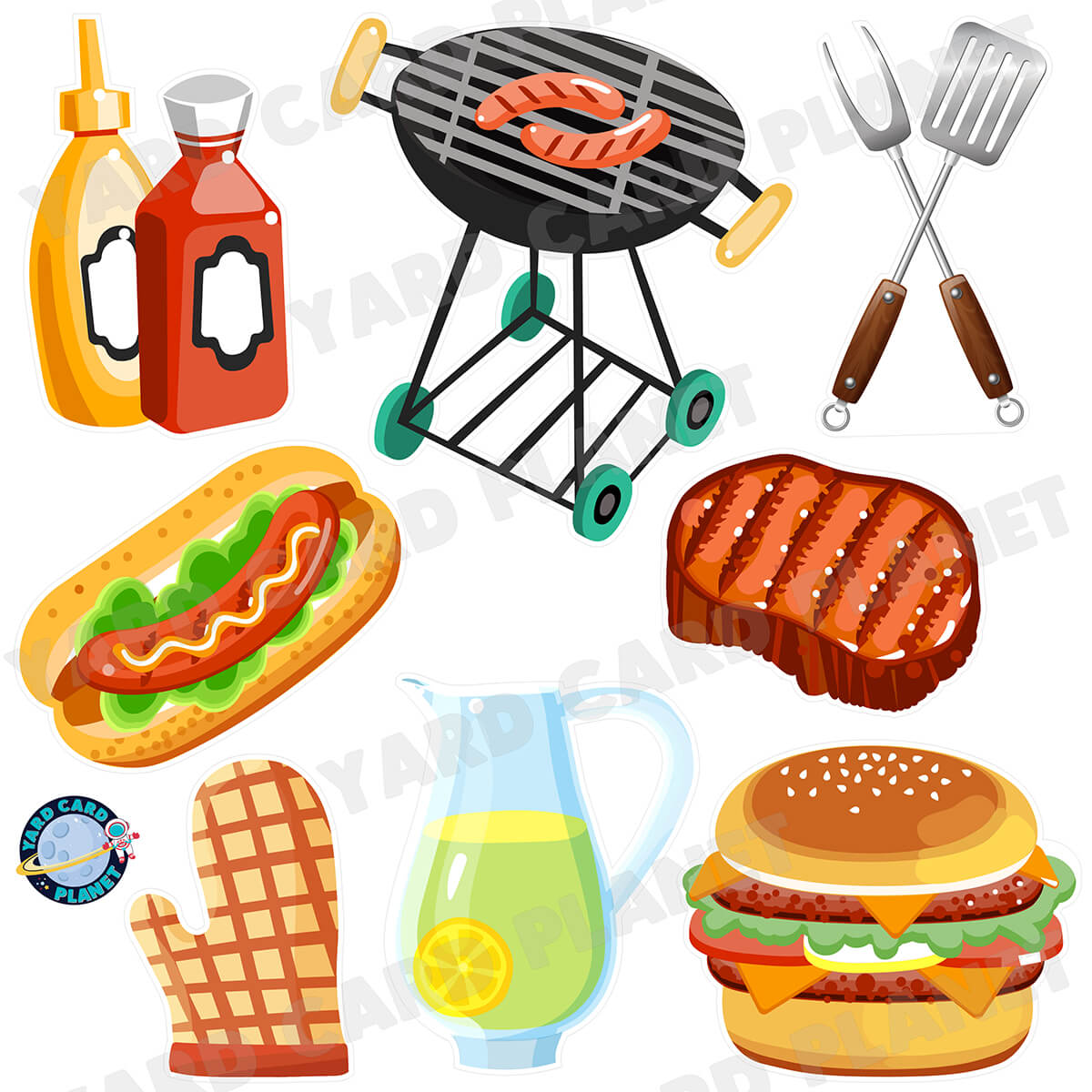 Barbecue Party Half Sheet Yard Card Flair Set