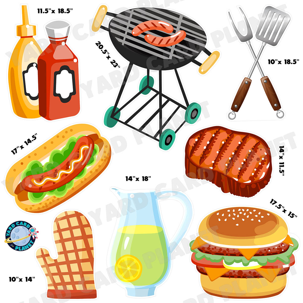 Barbecue Party Half Sheet Yard Card Flair Set