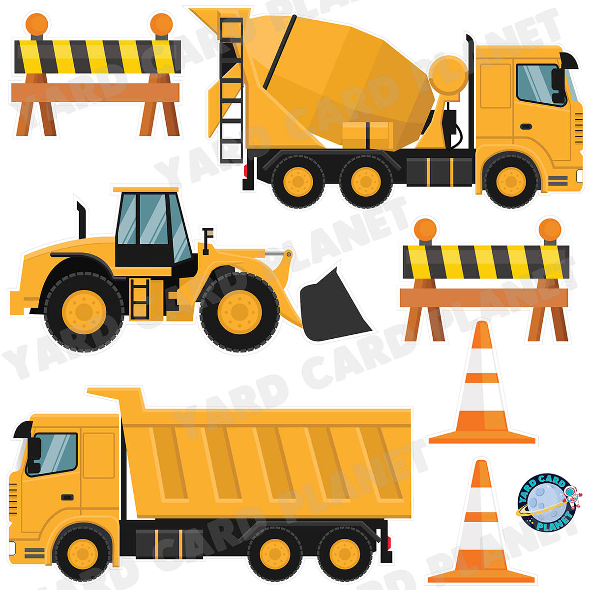 Construction Trucks Half Sheet Yard Card Flair Set
