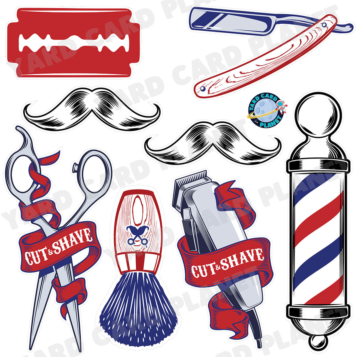 Barbershop Half Sheet Yard Card Flair Set