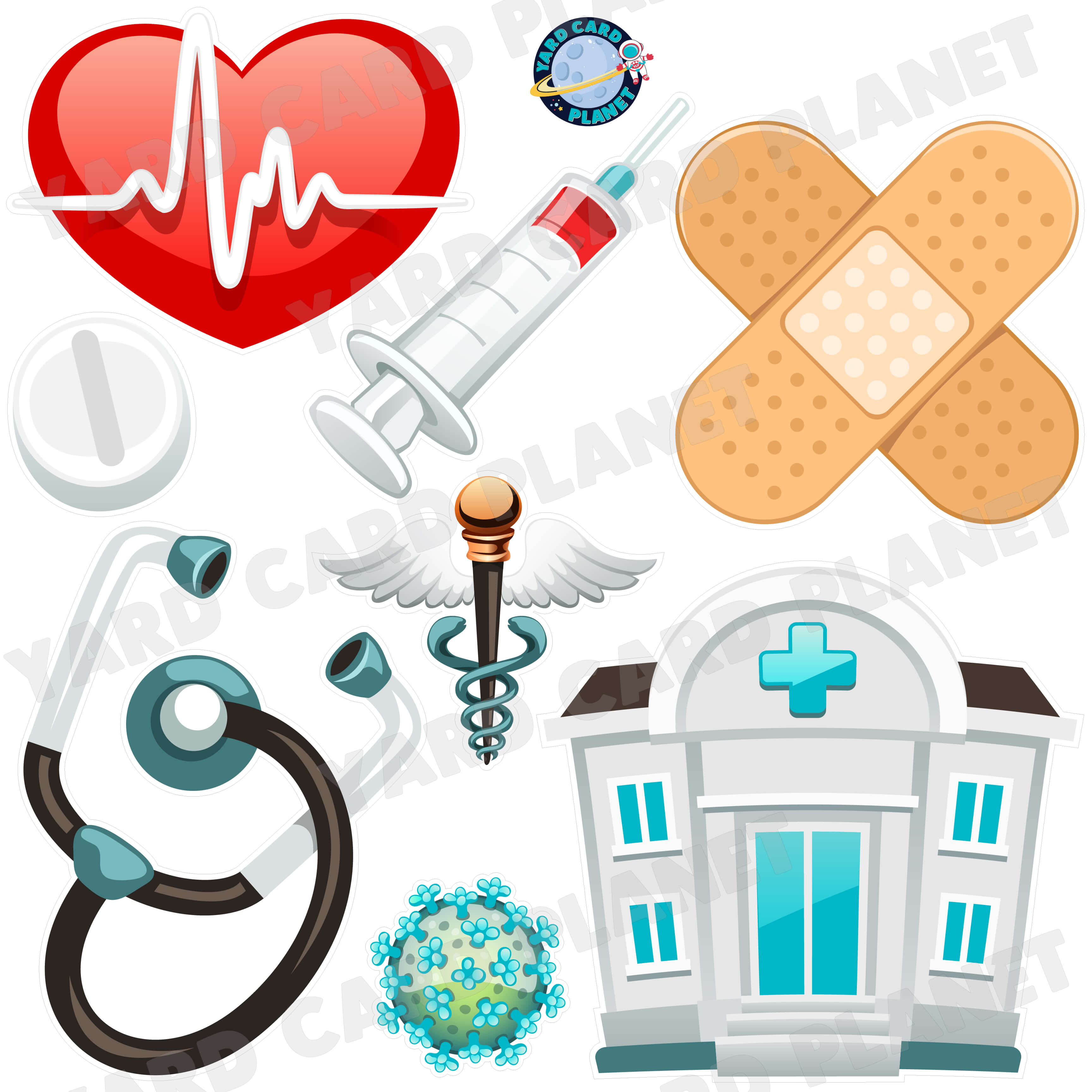 The Doctor Is In Medical Half Sheet Yard Card Flair Set