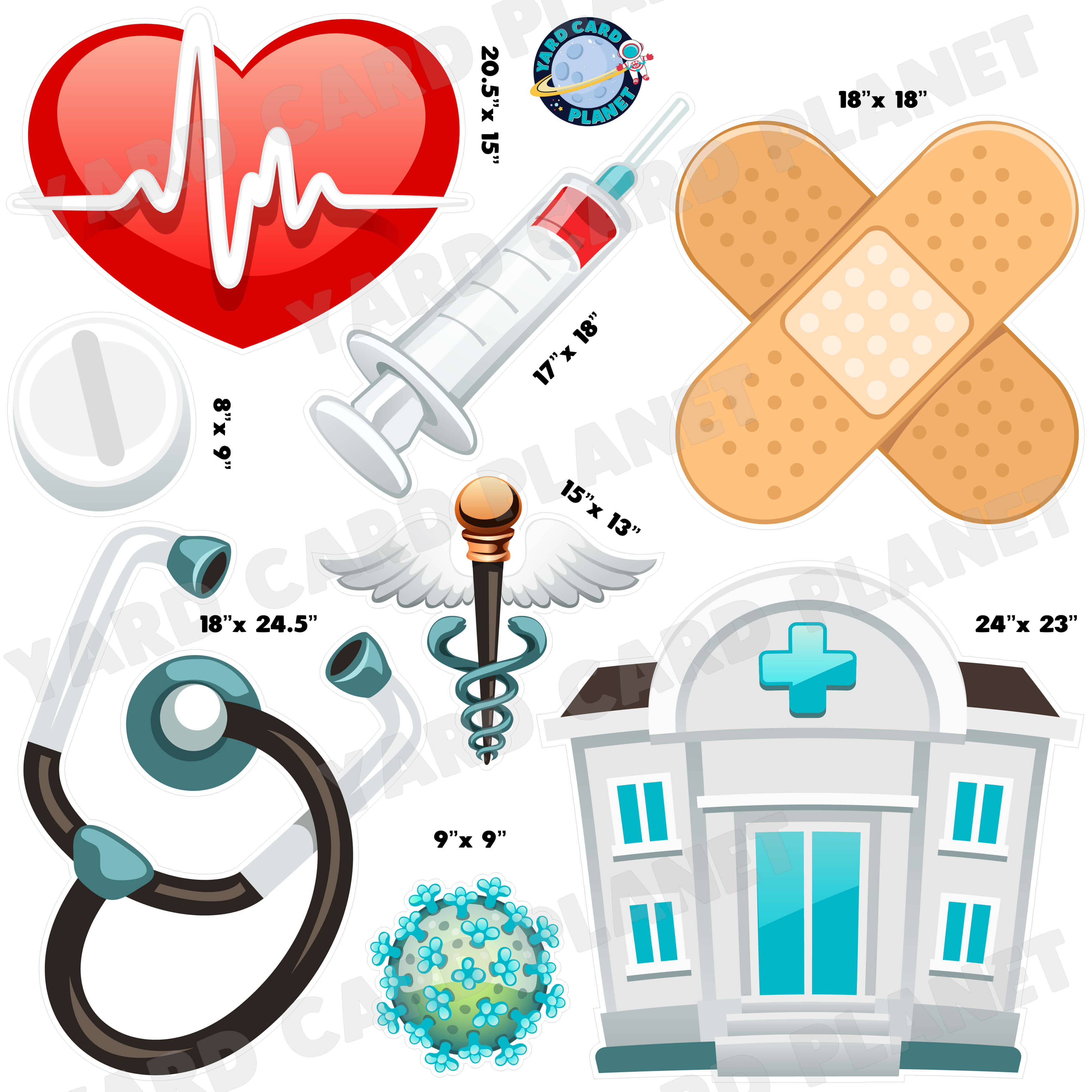 The Doctor Is In Medical Half Sheet Yard Card Flair Set