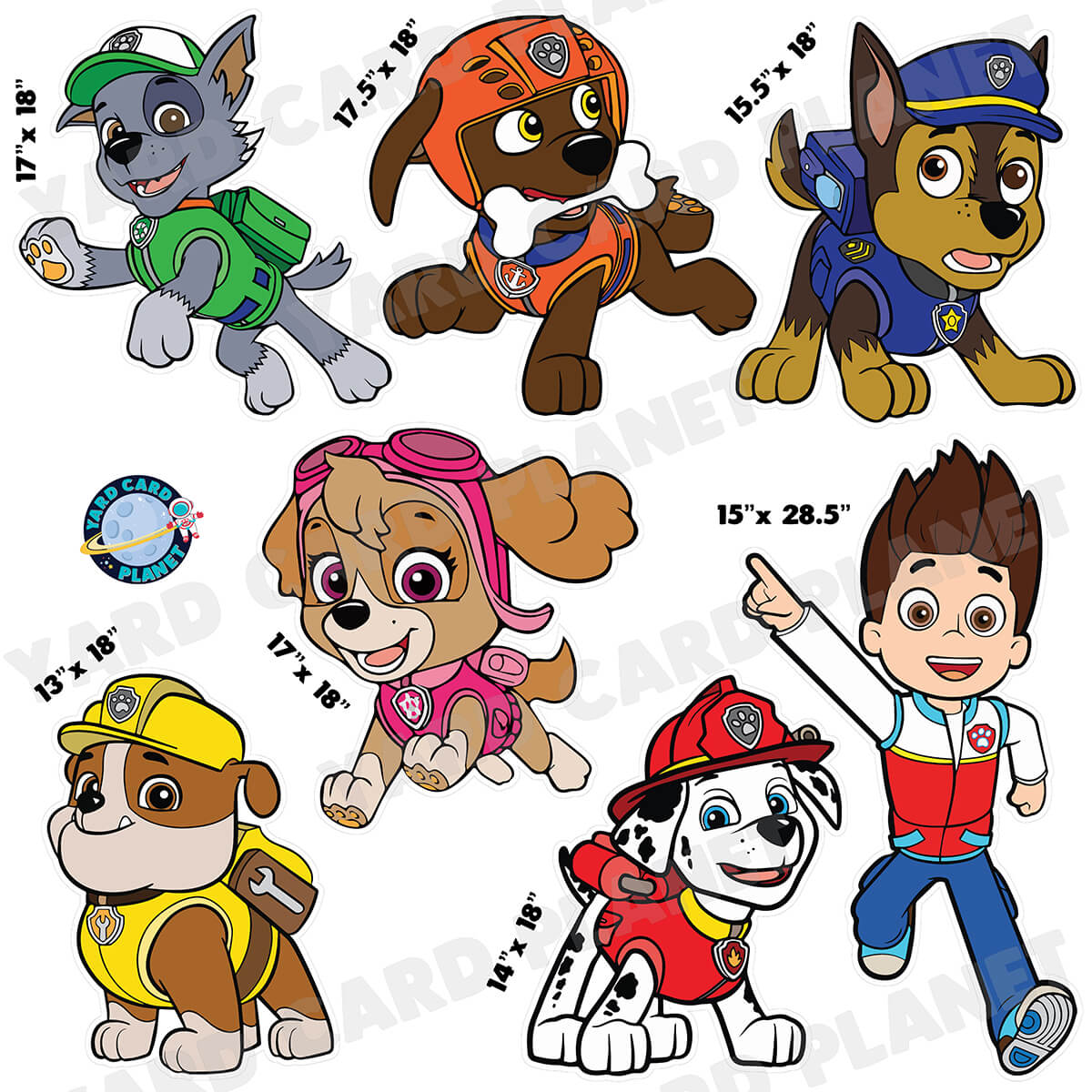 Rescue Pup Heroes Half Sheet Yard Card Flair Set