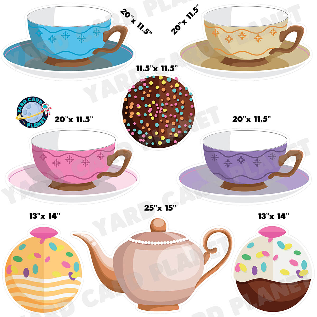 Tea Party Half Sheet Yard Card Flair Set