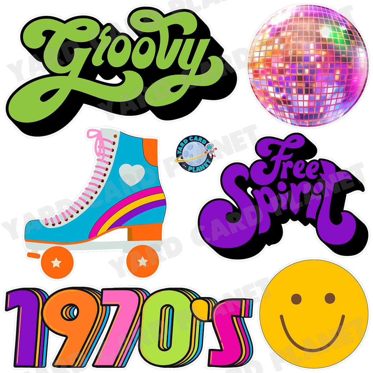 1970s Half Sheet Yard Card Flair Set