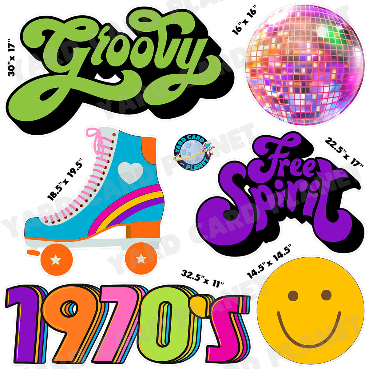 1970s Half Sheet Yard Card Flair Set