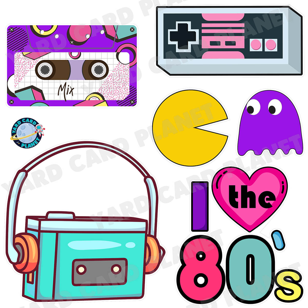 1980s Half Sheet Yard Card Flair Set