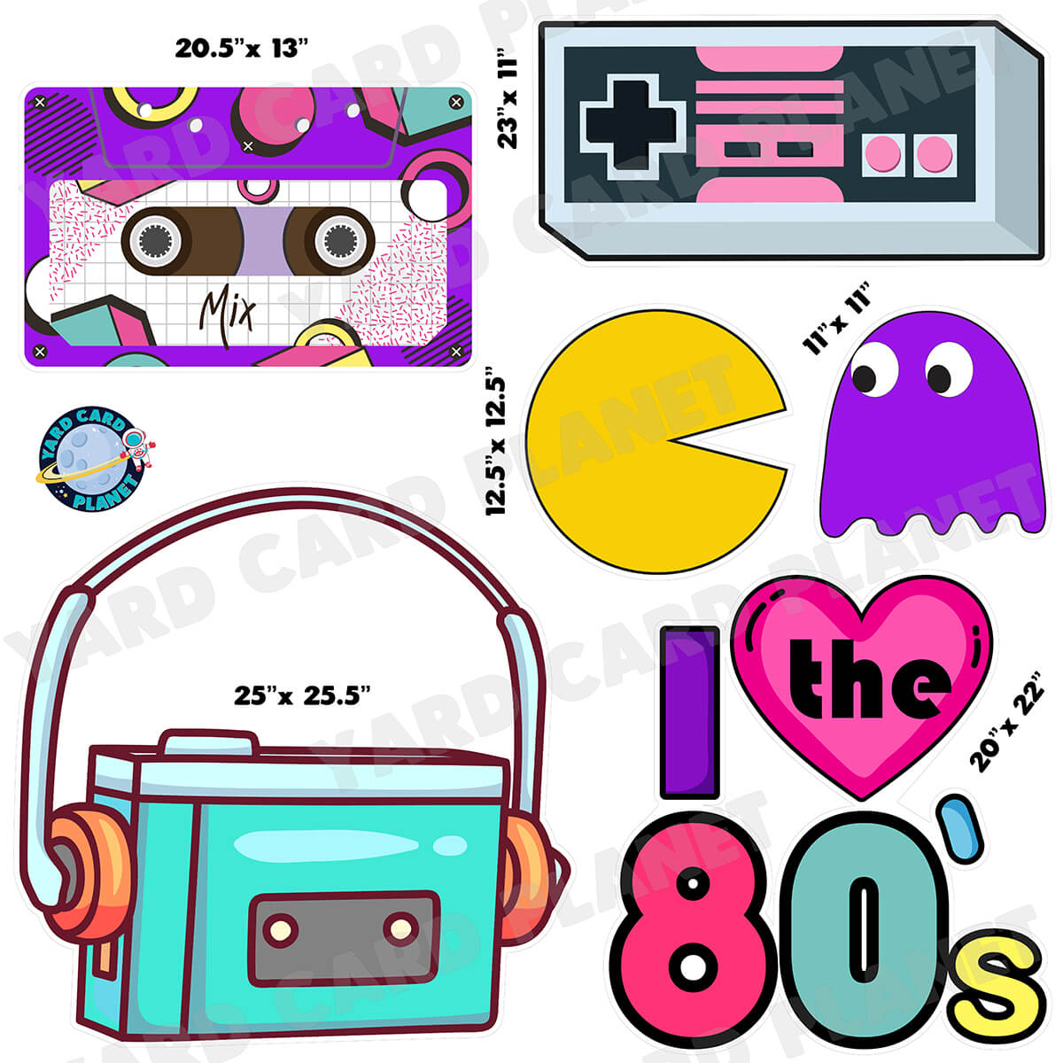 1980s Half Sheet Yard Card Flair Set