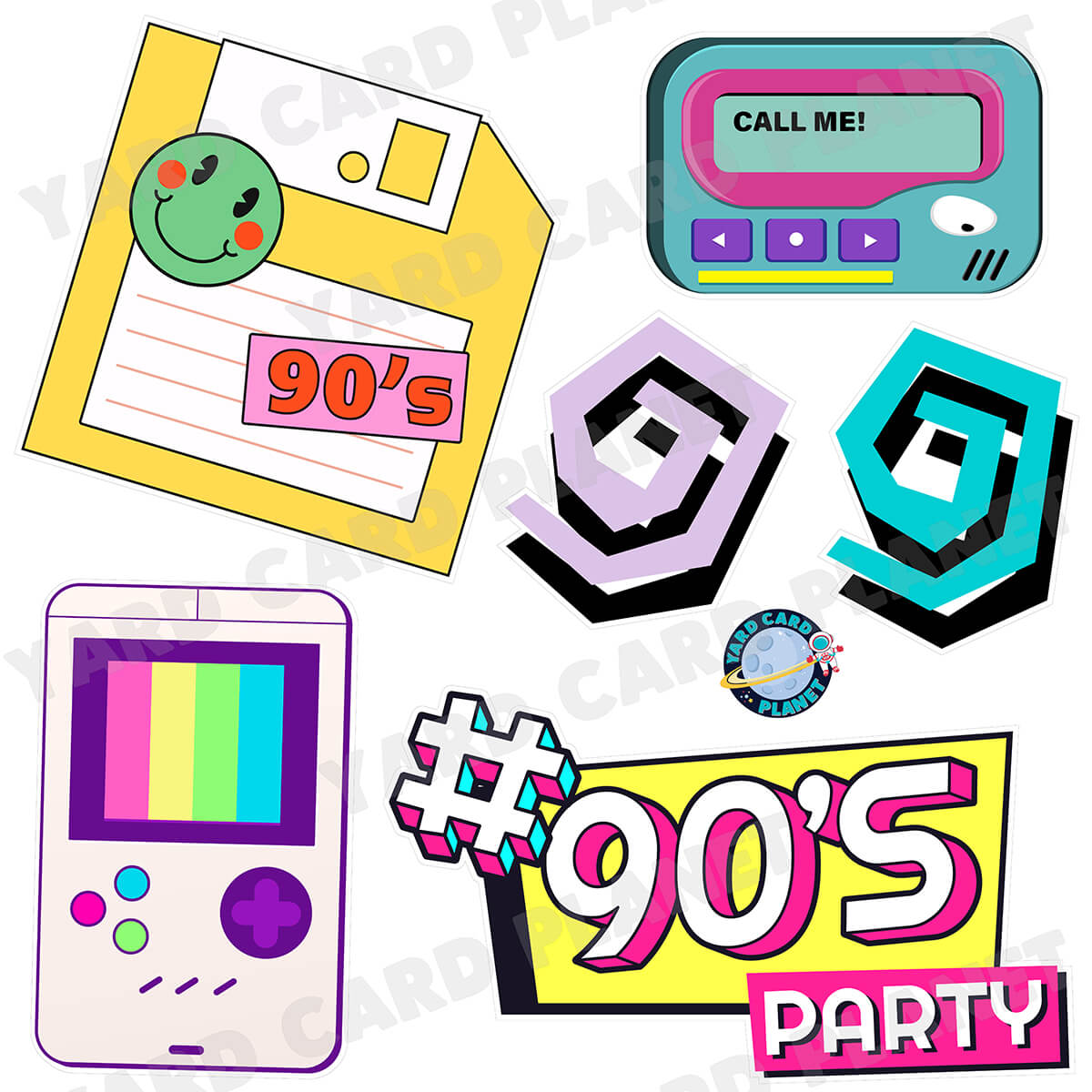 1990s Half Sheet Yard Card Flair Set