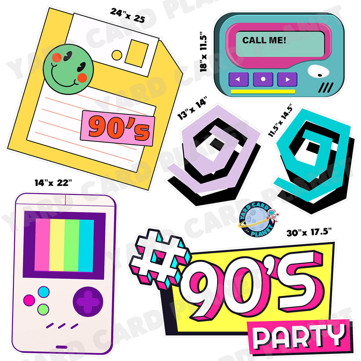 1990s Half Sheet Yard Card Flair Set