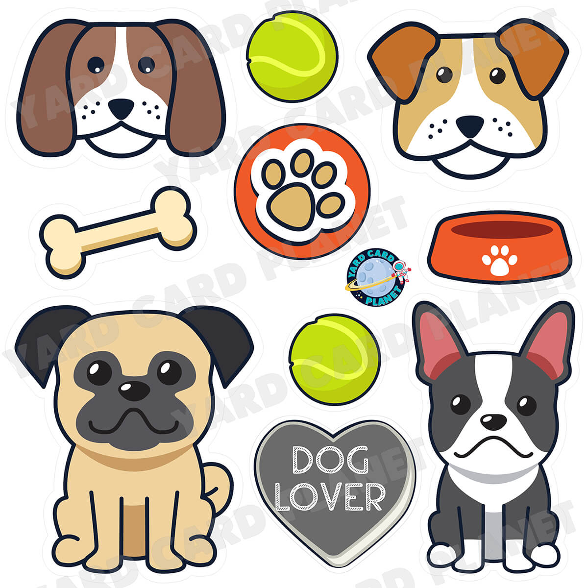 Dog Lover Half Sheet Yard Card Flair Set