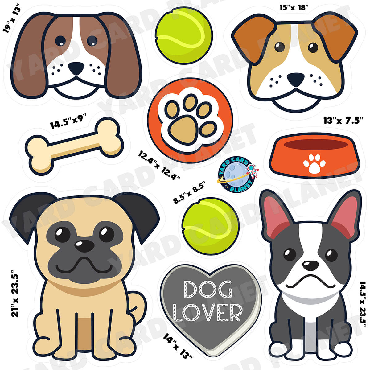 Dog Lover Half Sheet Yard Card Flair Set