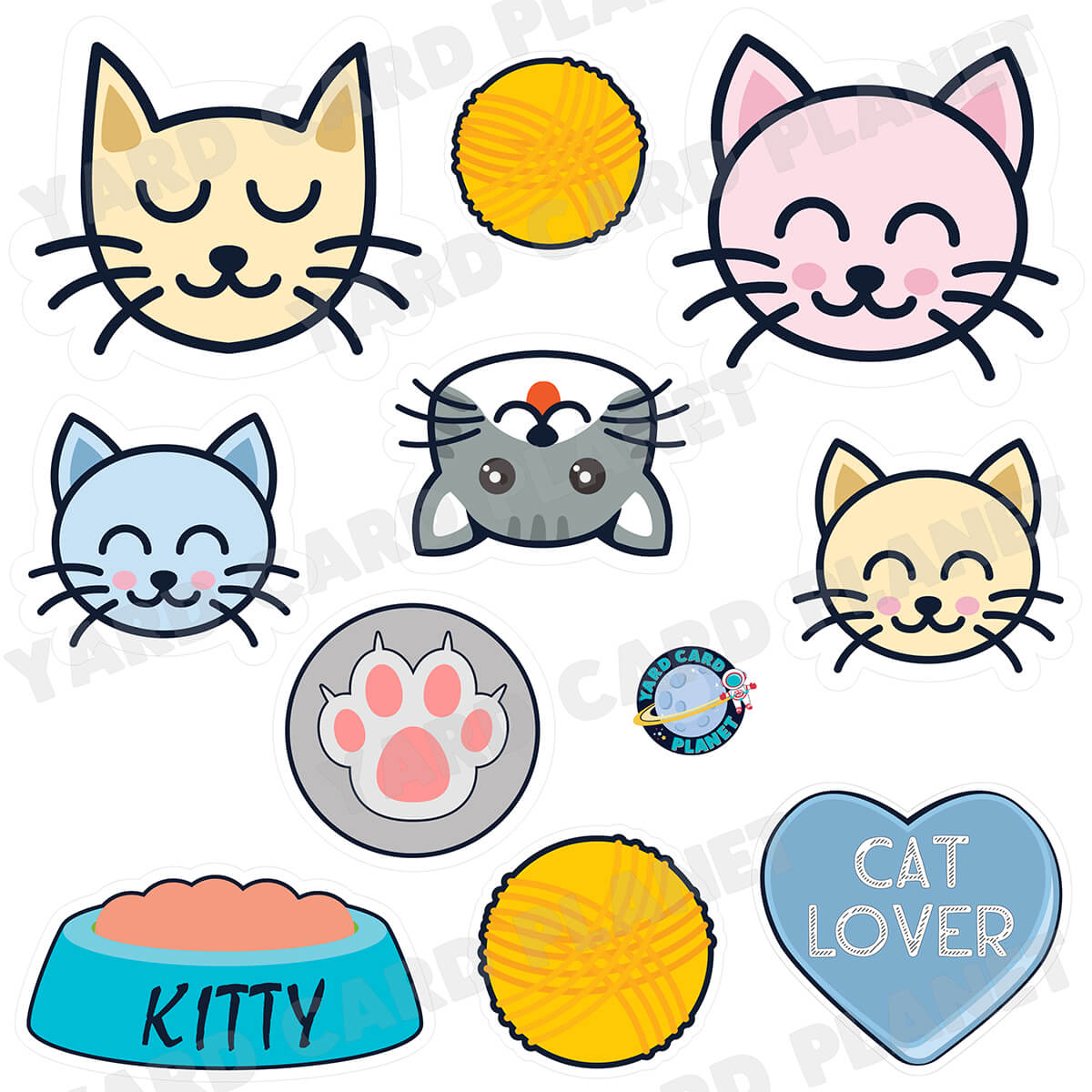 Cat Lover Half Sheet Yard Card Flair Set