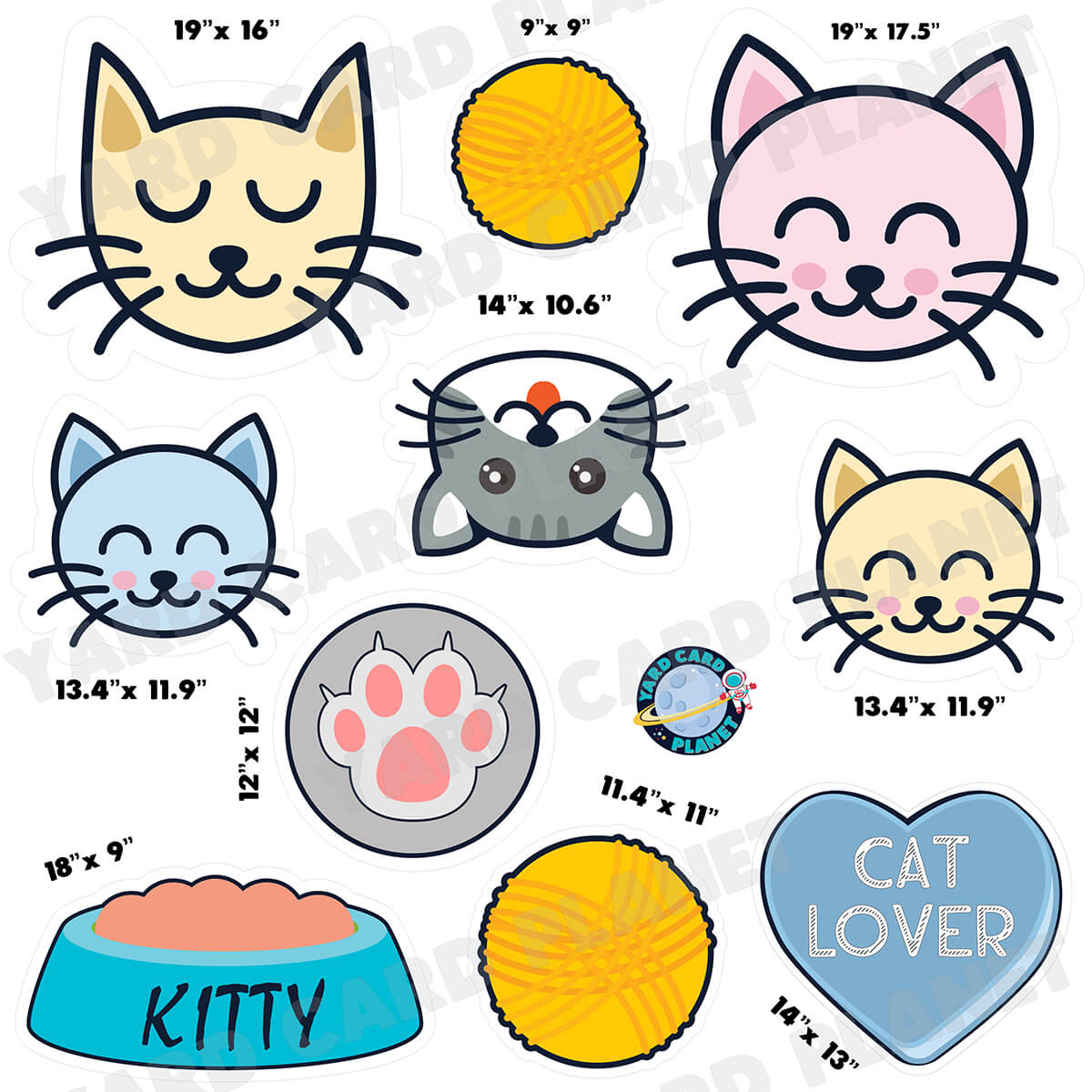 Cat Lover Half Sheet Yard Card Flair Set