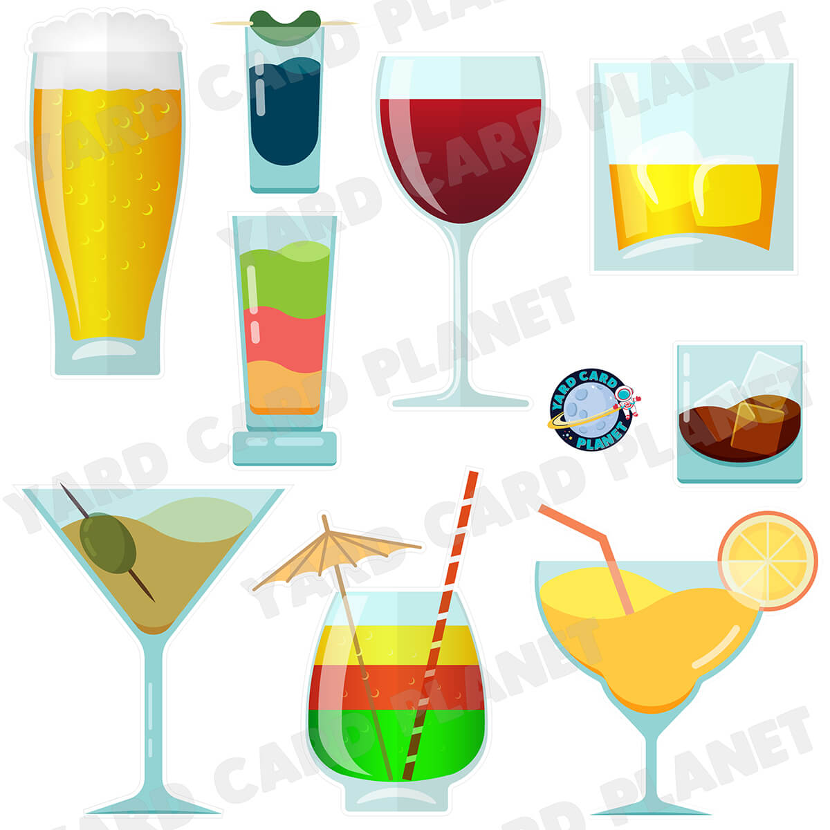 Cocktails Anyone Half Sheet Yard Card Flair Set