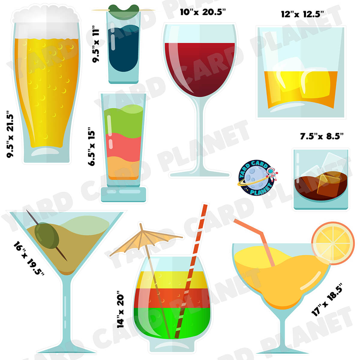 Cocktails Anyone Half Sheet Yard Card Flair Set