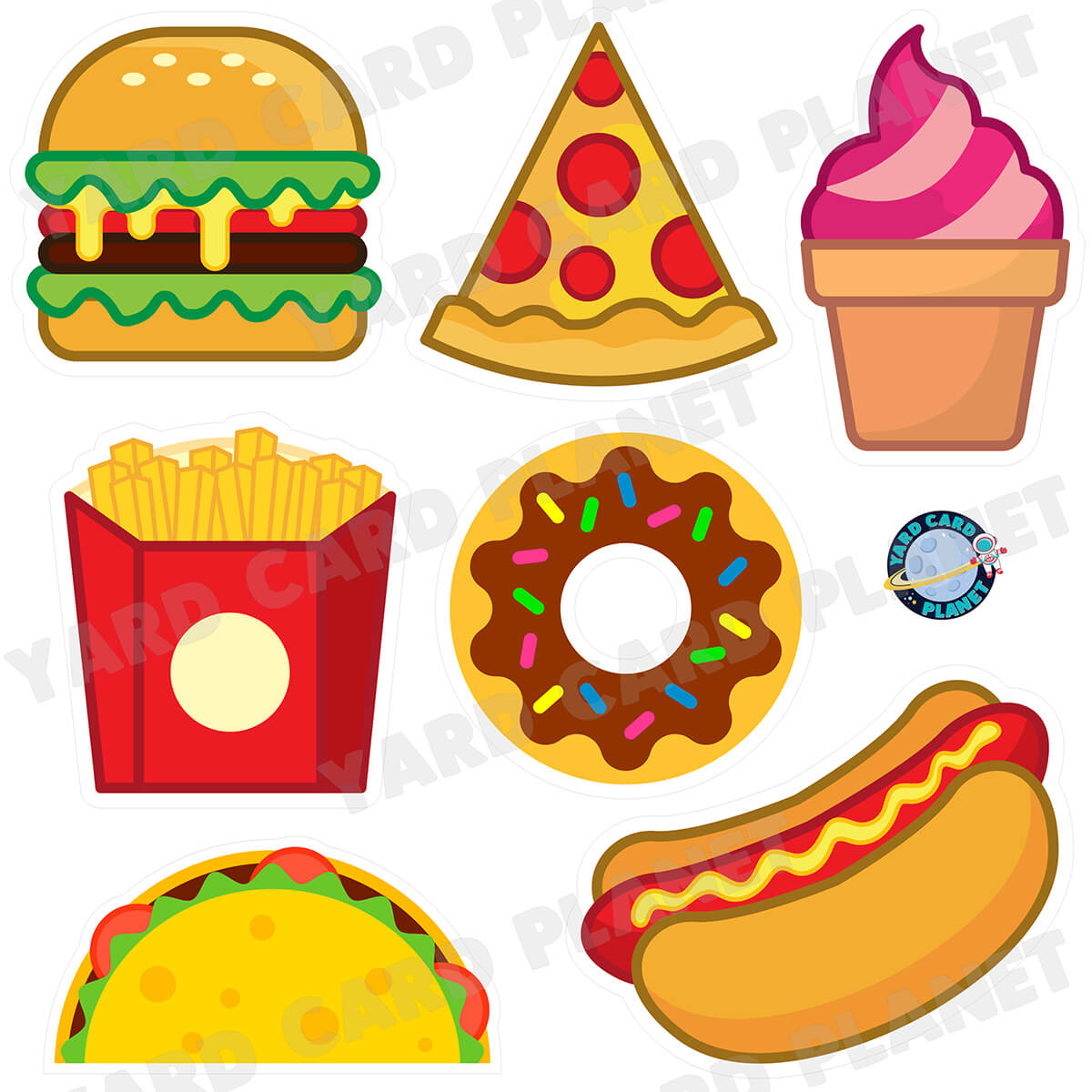 Fast Food Forever Half Sheet Yard Card Flair Set