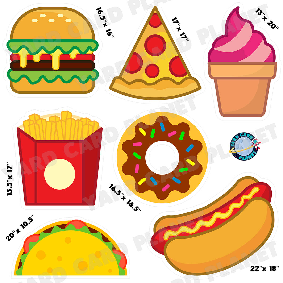 Fast Food Forever Half Sheet Yard Card Flair Set