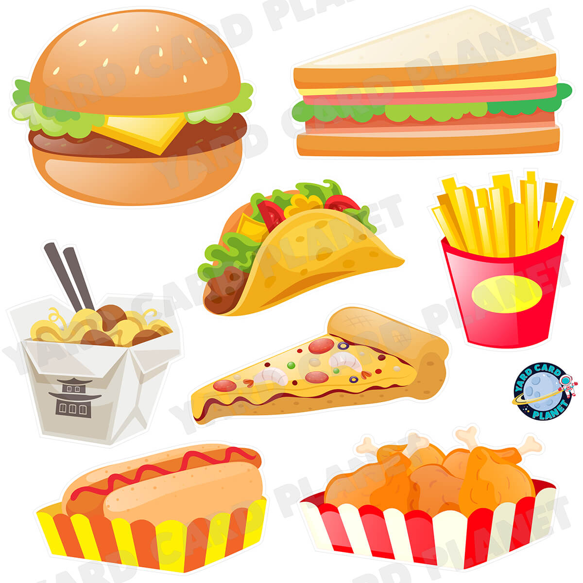 Yummy Fast Food Half Sheet Yard Card Flair Set