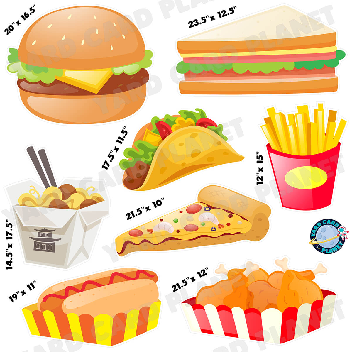 Yummy Fast Food Half Sheet Yard Card Flair Set