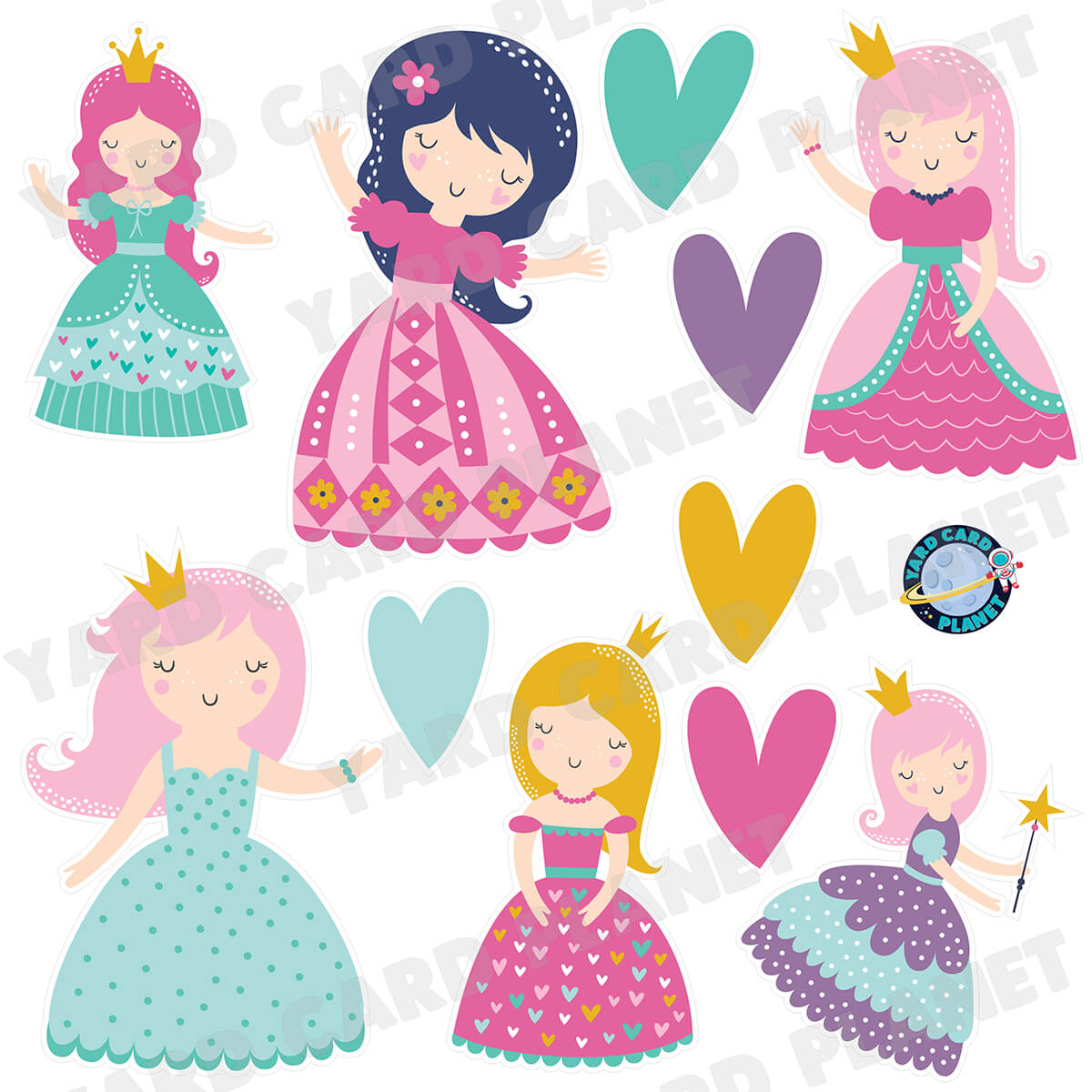 Beautiful Princesses Half Sheet Yard Card Flair Set