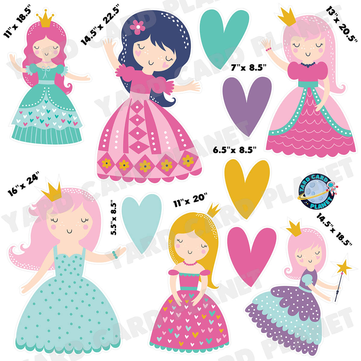 Beautiful Princesses Half Sheet Yard Card Flair Set