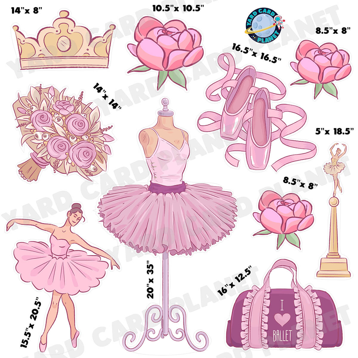 Beautiful Ballerina Ballet Half Sheet Yard Card Flair Set