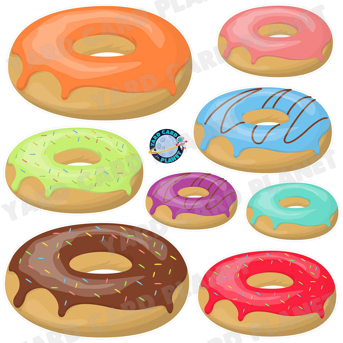 Time To Make The Donuts Half Sheet Yard Card Flair Set