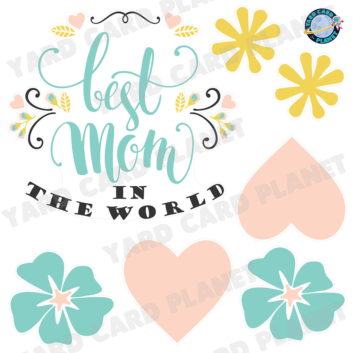 Pastel Best Mom In The World Half Sheet Yard Card Flair Set