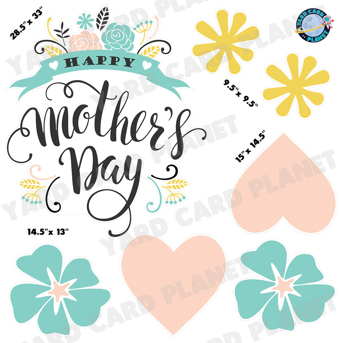 Pastel Happy Mother's Day Half Sheet Yard Card Flair Set