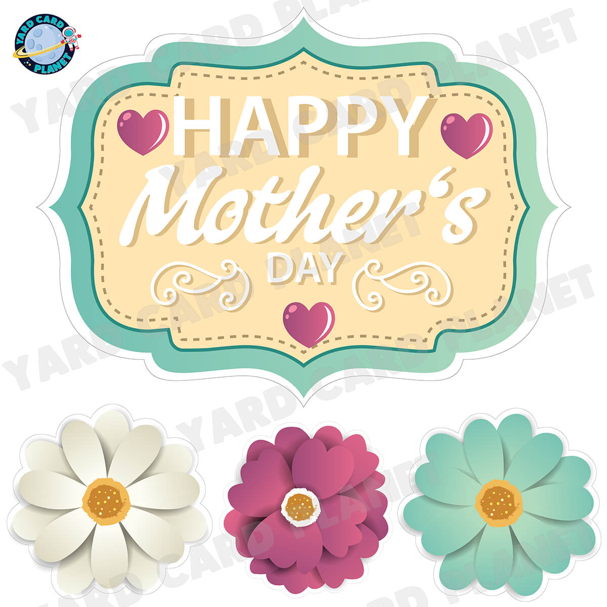 Happy Mother's Day EZ Quick Sign with Flowers Half Sheet Yard Card Flair Set