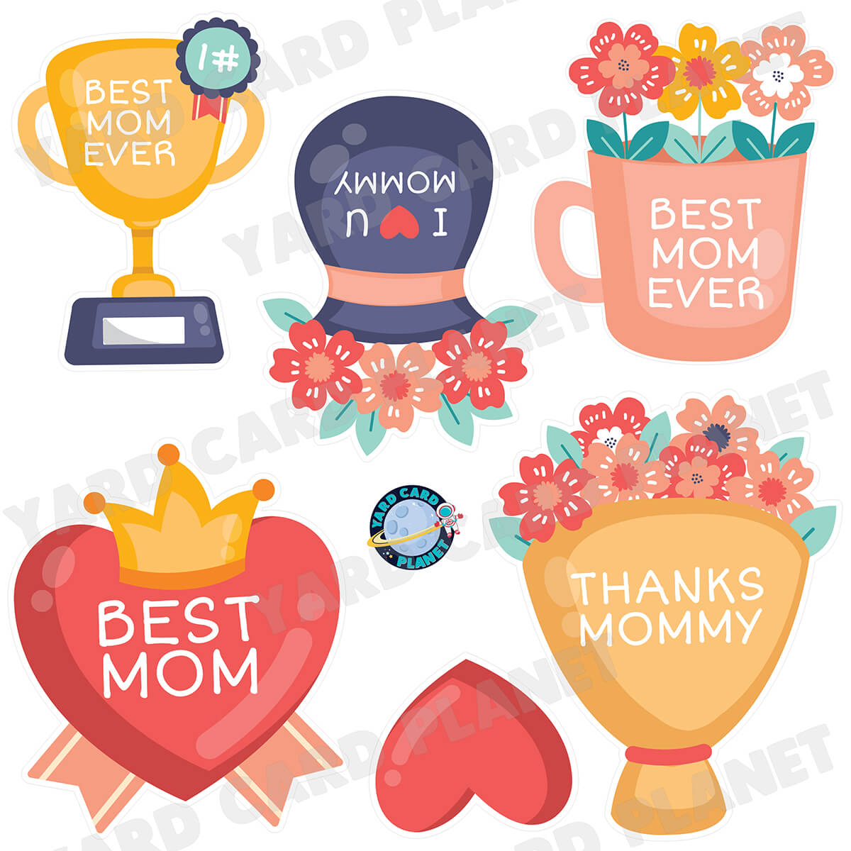Best Mom Ever Half Sheet Yard Card Flair Set