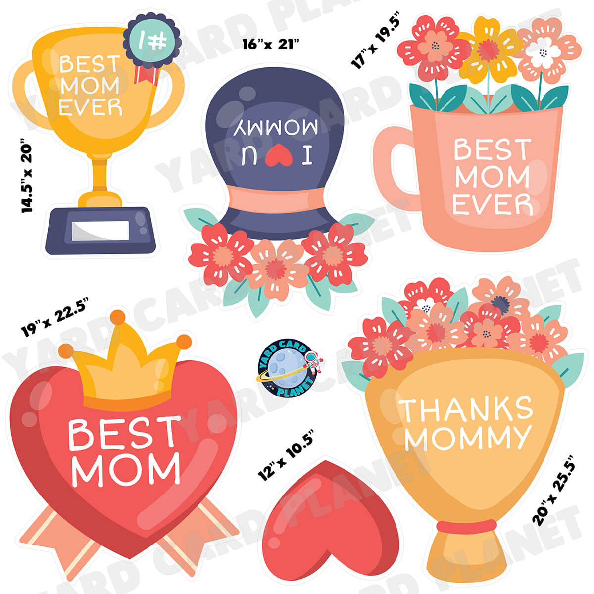 Best Mom Ever Half Sheet Yard Card Flair Set