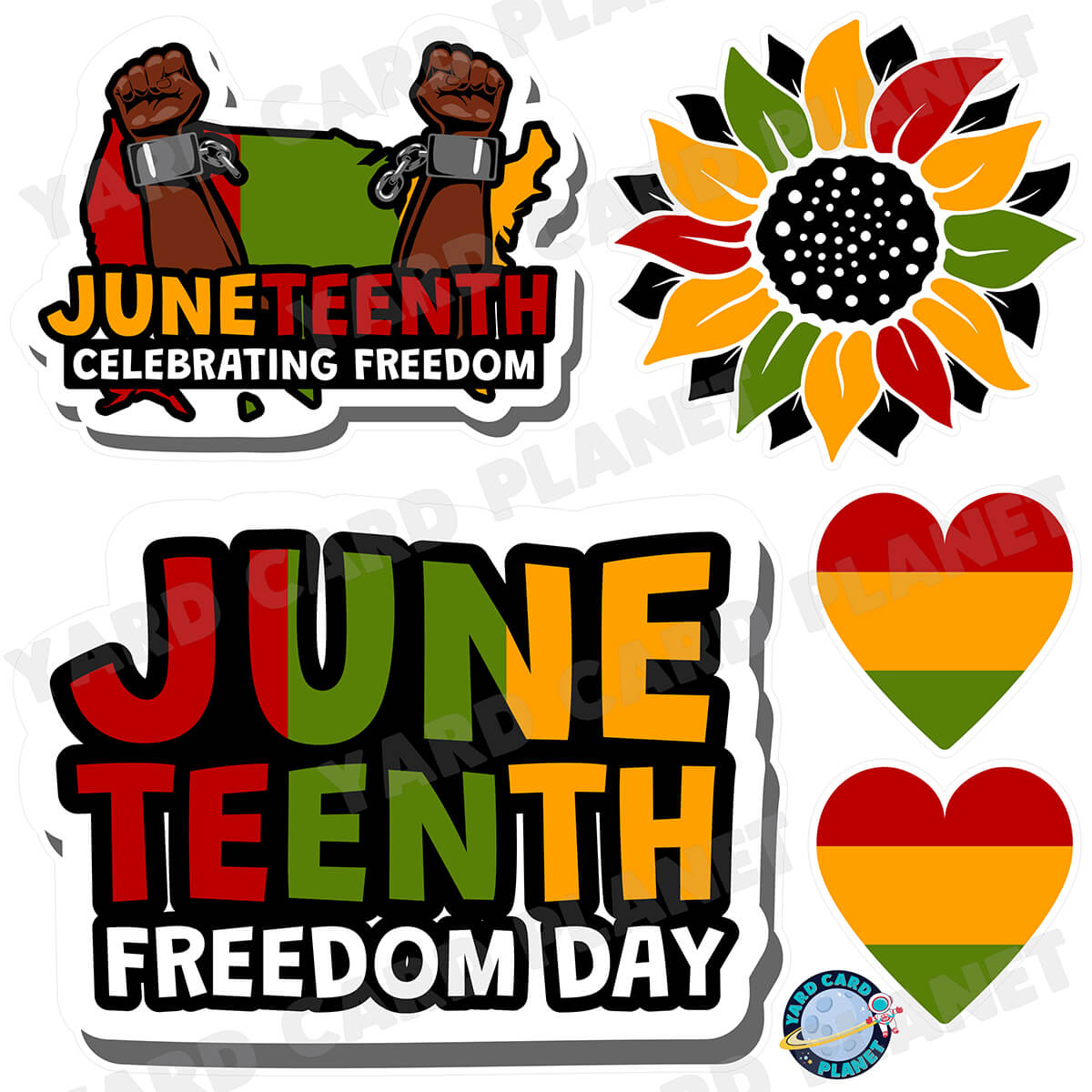 Juneteenth Freedom Day Half Sheet Yard Card Flair Set