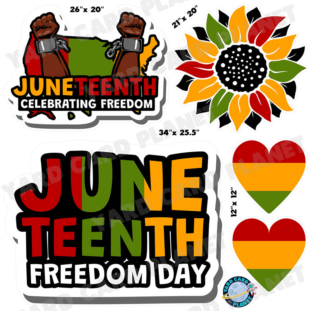 Juneteenth Freedom Day Half Sheet Yard Card Flair Set