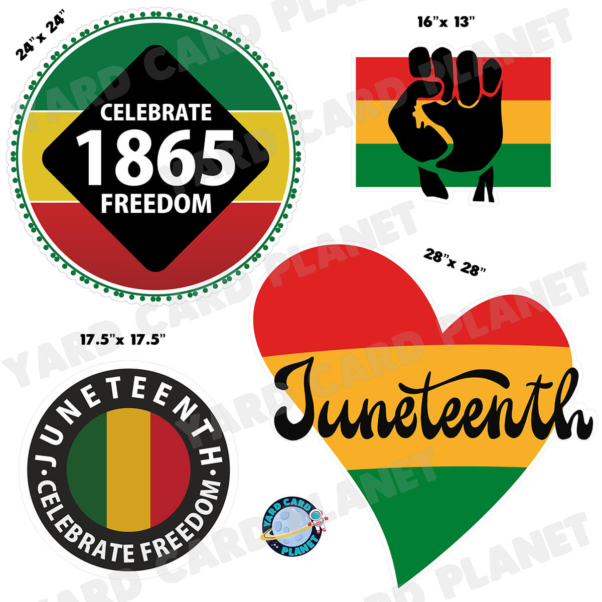 Juneteenth 1865 Freedom Half Sheet Yard Card Flair Set