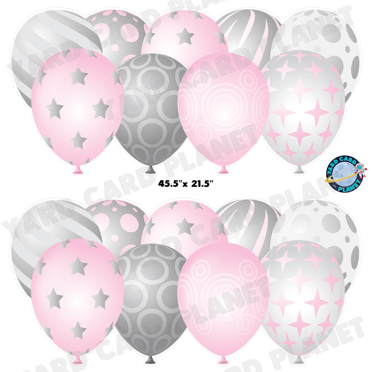 Light Pink and Silver Elegant Metallic Balloons EZ Quick Panels Half Sheet Yard Card Set