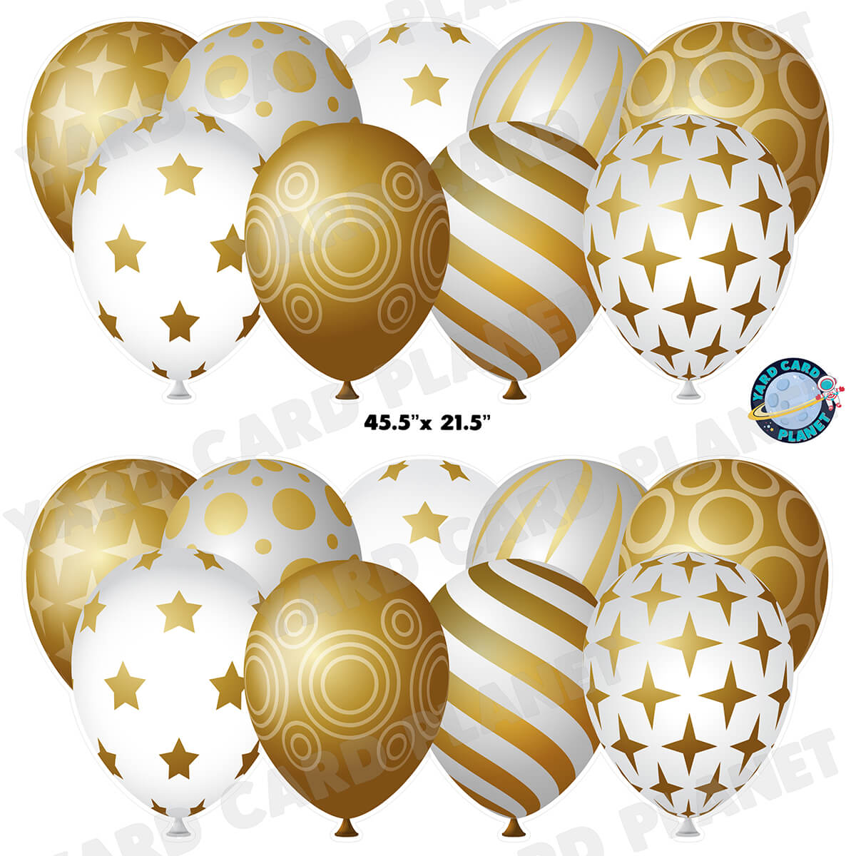 White, Gold and Silver Elegant Metallic Balloons EZ Quick Panels Half Sheet Yard Card Set