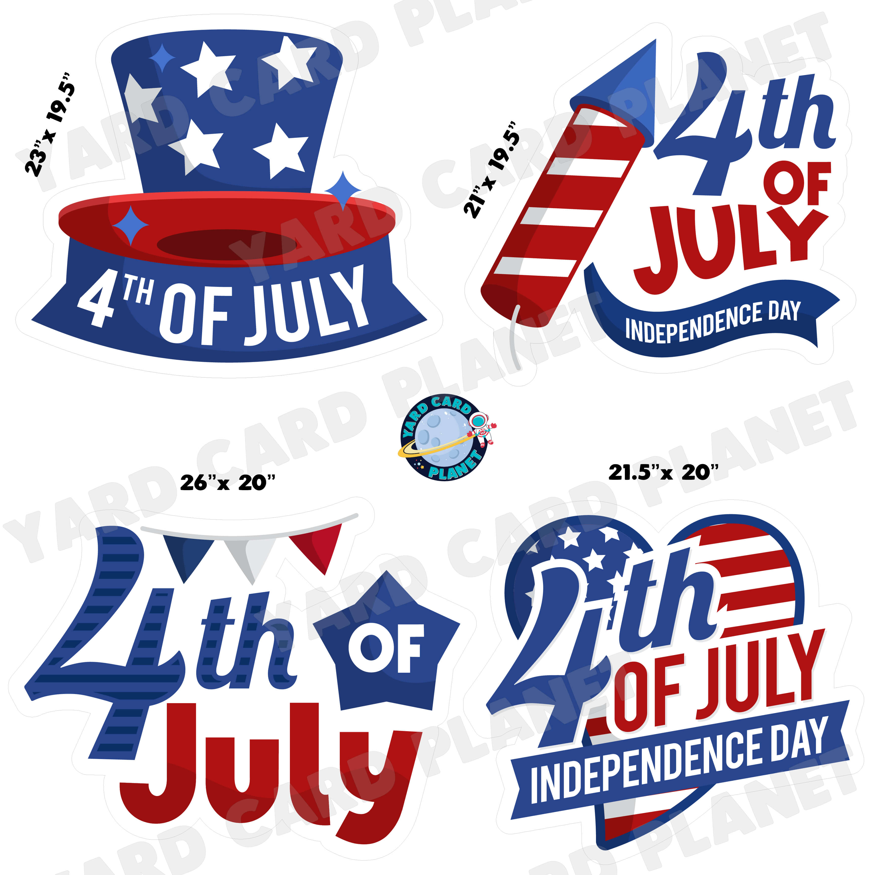 4th of July Independence Day EZ Quick Signs Half Sheet Yard Card Flair Set