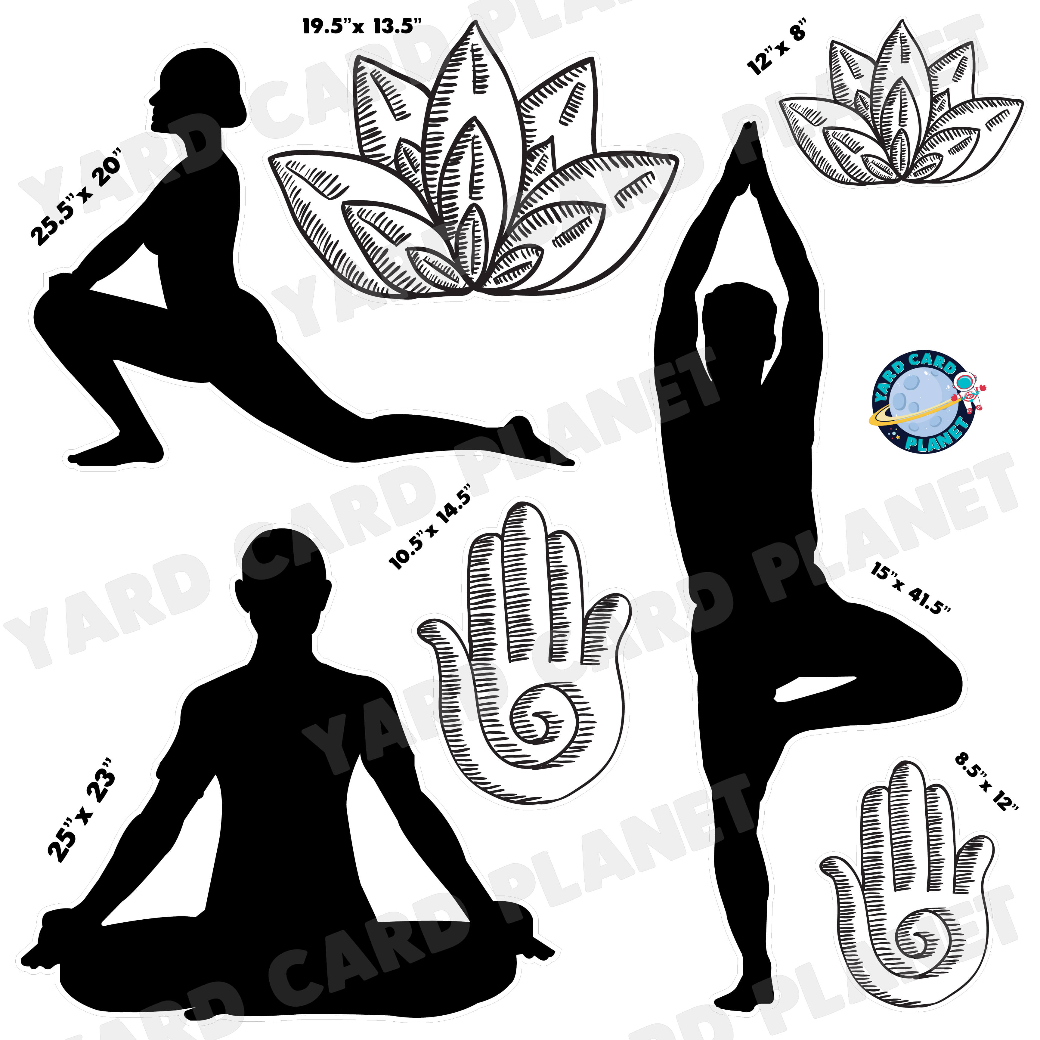 Yoga Silhouette Half Sheet Yard Card Flair Set