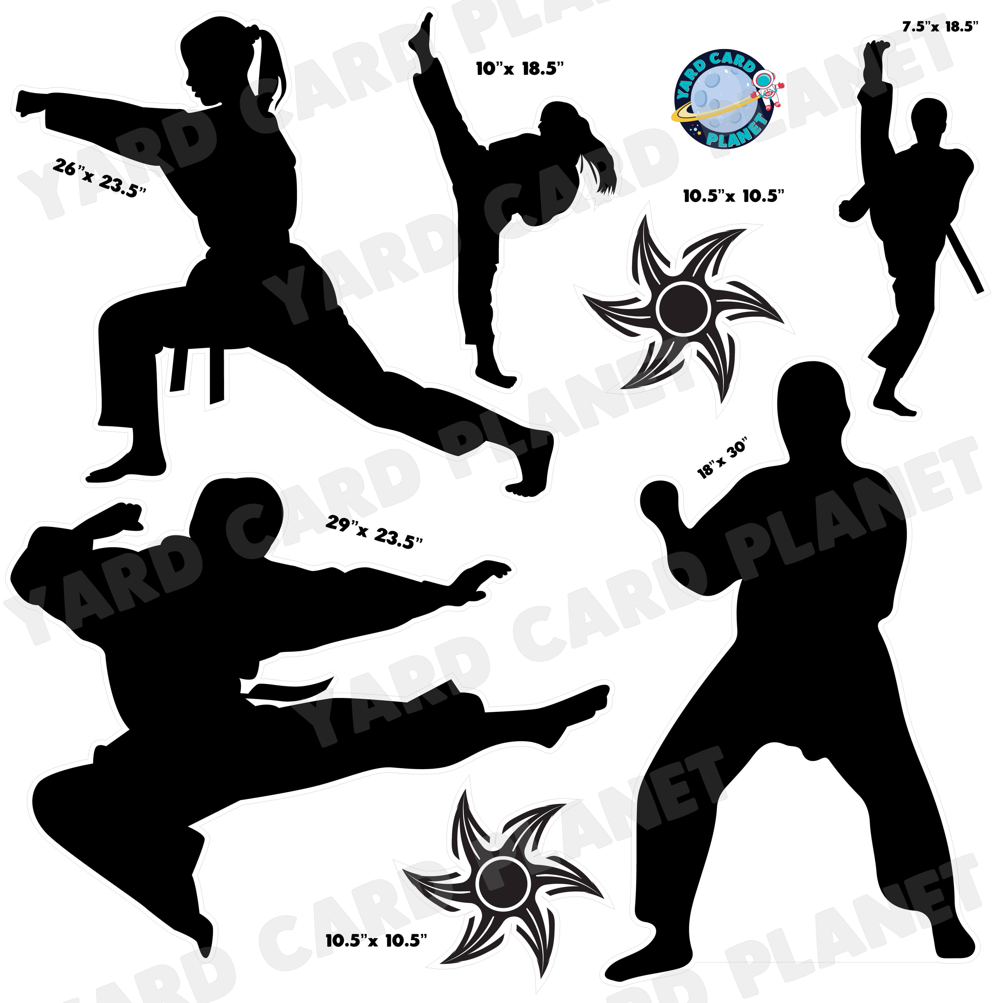 Martial Arts Karate Silhouette Half Sheet Yard Card Flair Set