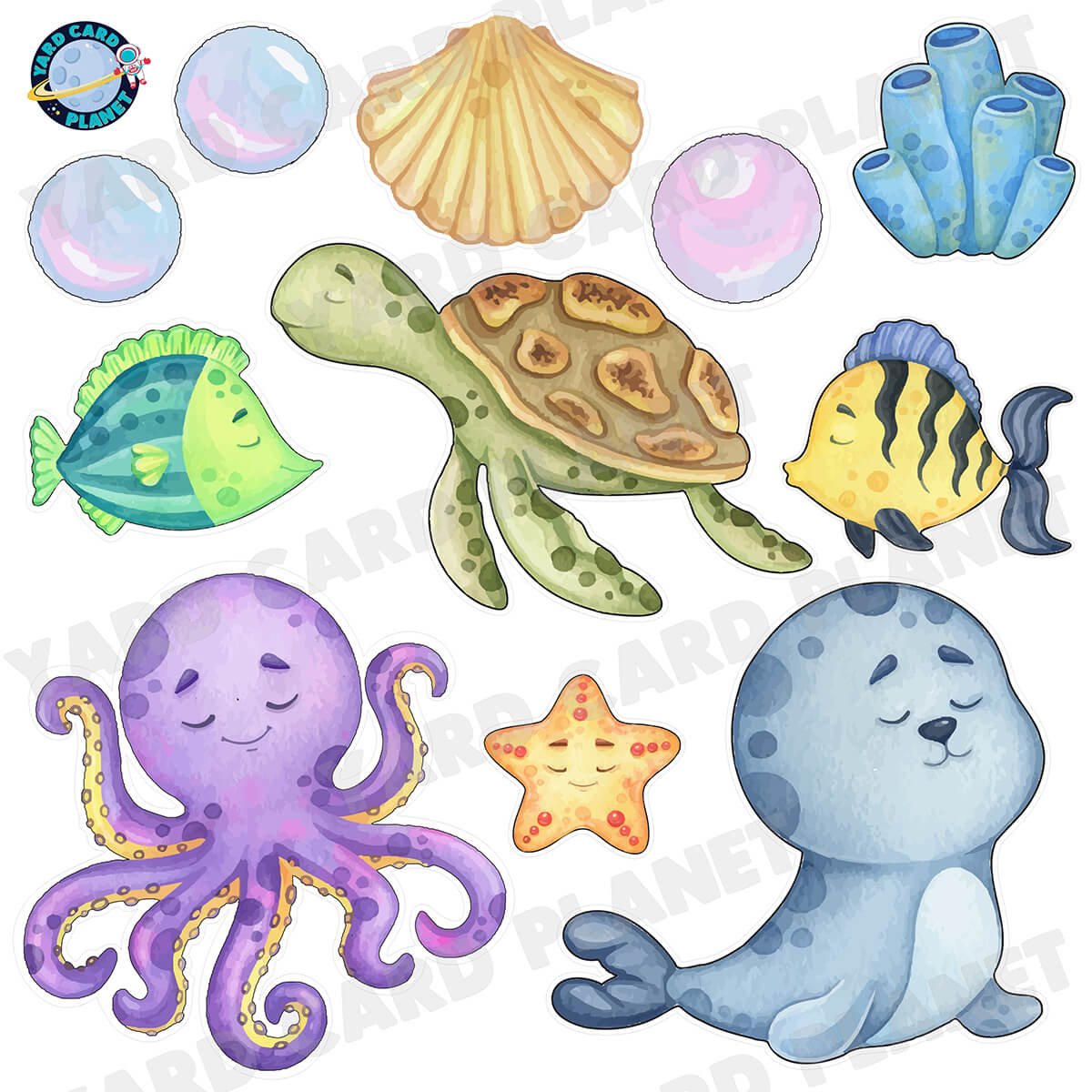 Under The Sea Half Sheet Yard Card Flair Set