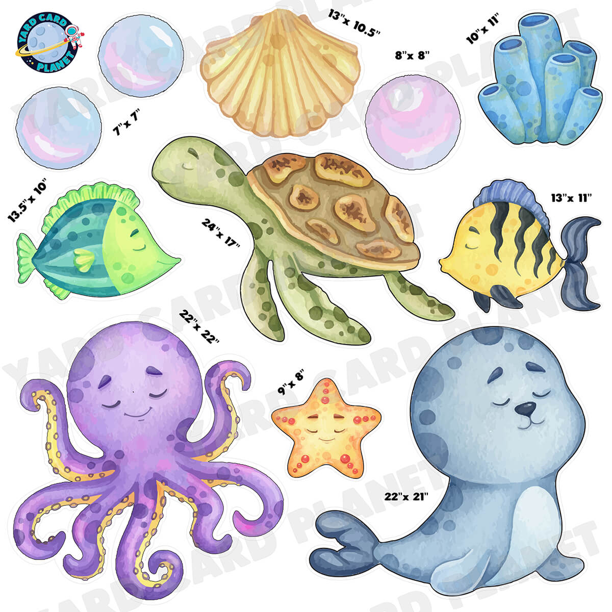Under The Sea Half Sheet Yard Card Flair Set