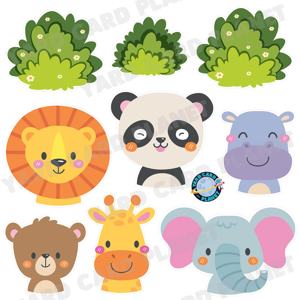 Cute Animals for Kids Half Sheet Yard Card Flair Set