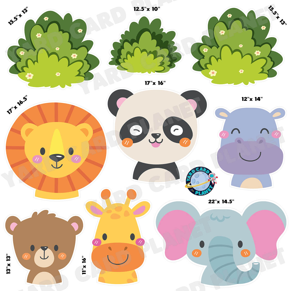 Cute Animals for Kids Half Sheet Yard Card Flair Set